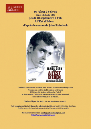 affiche du film avec le portrait de James Dean